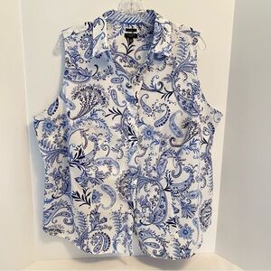 Talbots Women's Sleeveless Non-Iron Perfect Shirt Picnic Paisley 20W Plus Petite